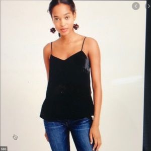 J Crew Black Velvet Peplum Tank/Cami